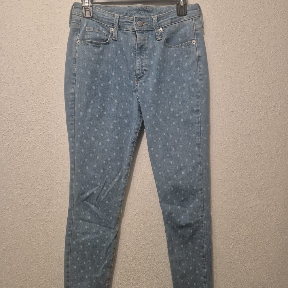 Universal Thread Light Blue Polka Dot Cropped Pan… - image 1